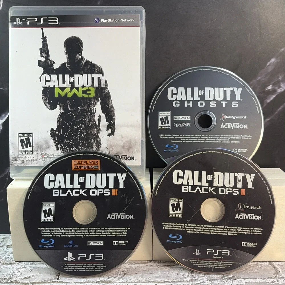 COD Bundle - PS3 PlayStation 3 MW3 Disk/Case, Ghosts, Black Ops 2 & 3 Loose. T&W